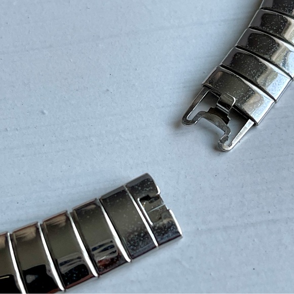 VINTAGE | CHUNKY SILVER TONE OMEGA CHAIN PANEL COLLAR 5.5" Inner Diameter - Picture 2 of 12